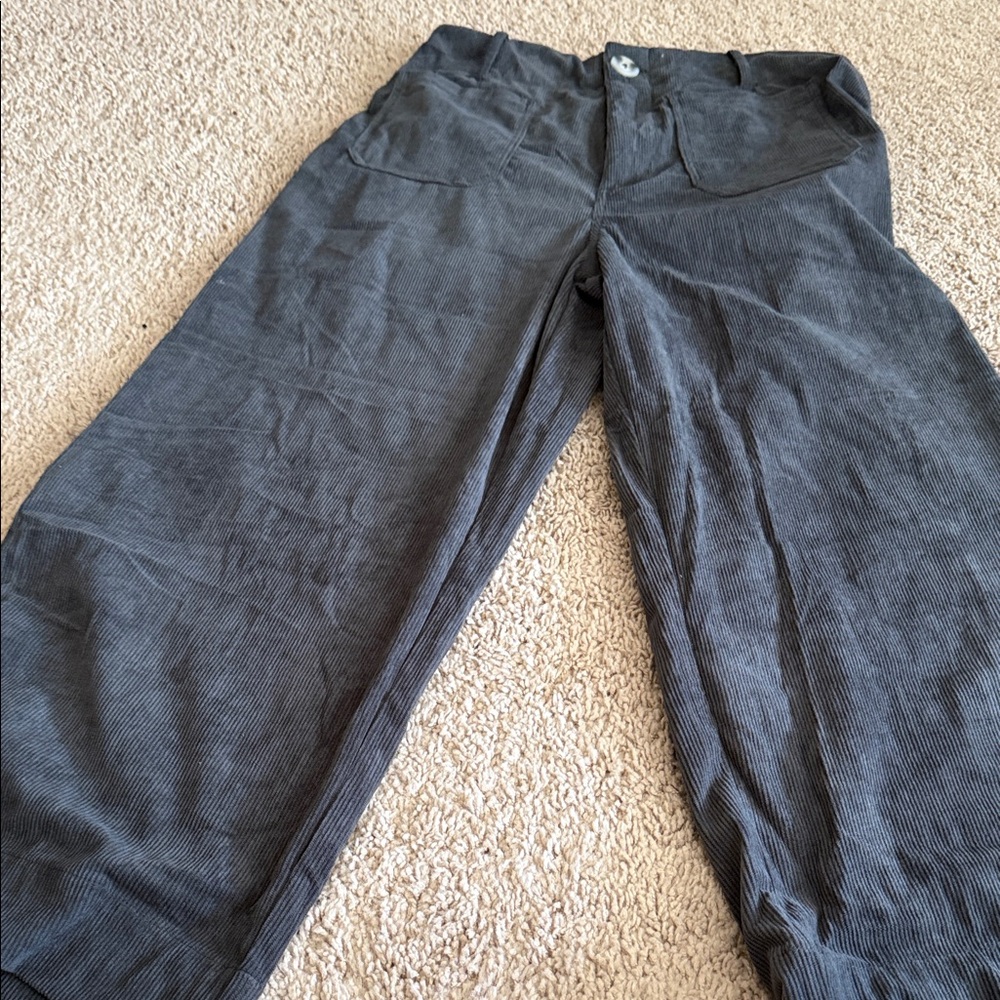Amazon Women's Charcoal Gray Wide-Leg Corduroy Pants